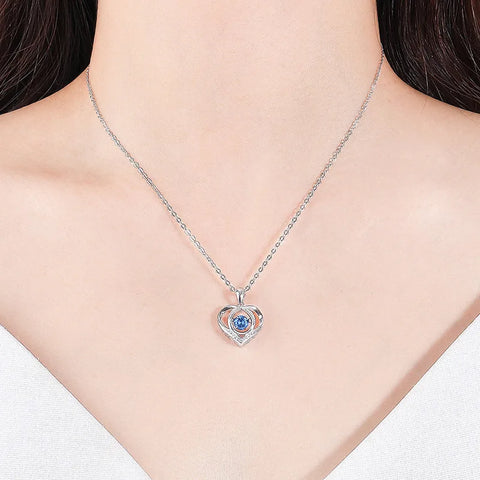 Real 925 Sterling Silver High Quality Jewelry Crystal Zircon Heart Pendant Necklace For Women Fashion FQL23257WH