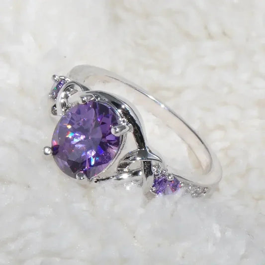 2025 Oval Purple Cubic Zirconia Women Rings