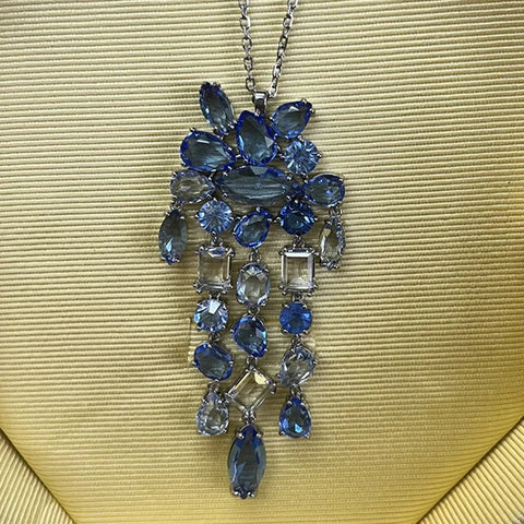 2025 New Fine Party Jewelry Set Charm Blue Candy Crystal Fashion High Quality Necklace Bracelet Earrings Romantic Gift for Women
