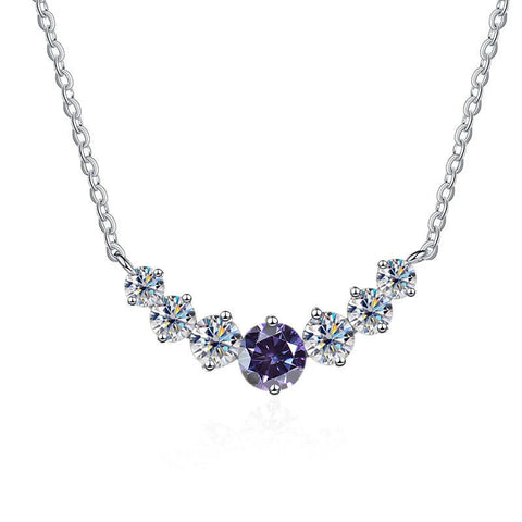 JoyceJelly 5 Moissanite stones Necklace For Women Wedding Jewely with GRA Certified 925 Sterling Sliver Plated 18k White Gold