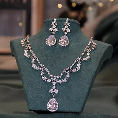 Bridal necklace High quality jewelry Light luxe zircon dress accessories Jewelry earrings set ornaments