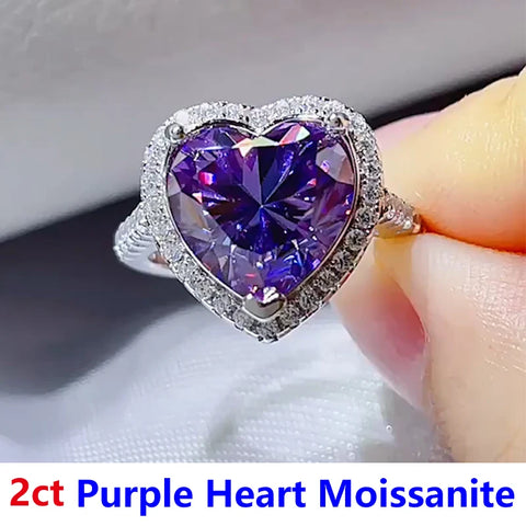 Hot Selling 5ct Purple Heart Moissanite Rings