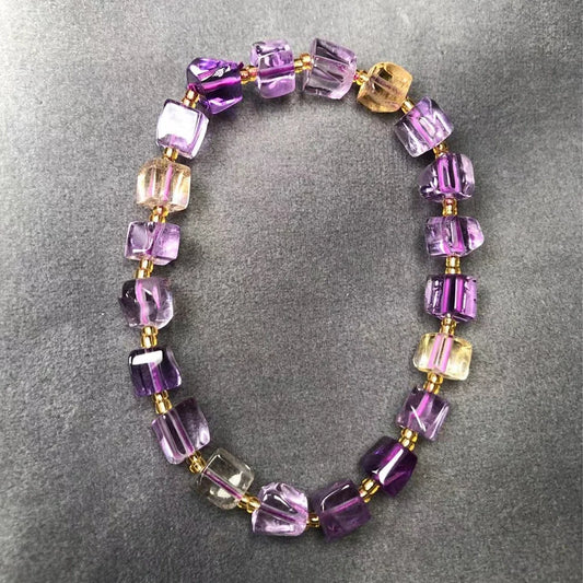 آatural amethyst citrine with shape cube bracelet