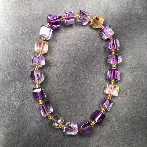 آatural amethyst citrine with shape cube bracelet