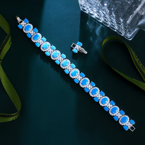 ThreeGraces 2024 New Luxury Blue Turquoise Geometric
