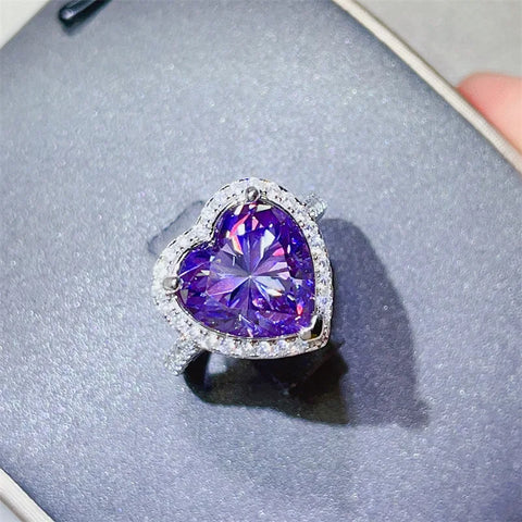 Hot Selling 5ct Purple Heart Moissanite Rings