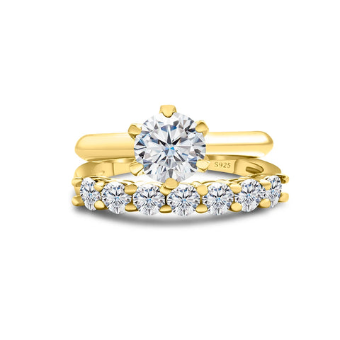 Total 1.7 carat moissantie ring set Silver 925 Brilliant Cut