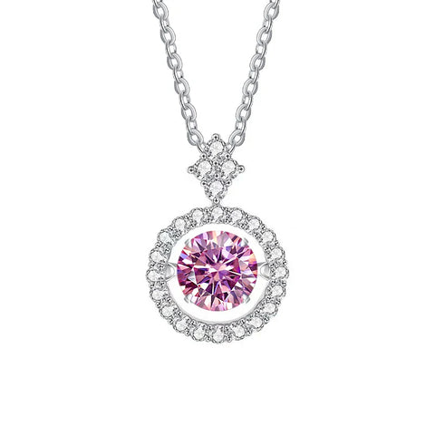 JoyceJelly 1CT Moissanite Diamond Necklace S925 Sterling Silver Beating Heart Pendant Clavicle Chain VVS D Color 3EX Cut Round