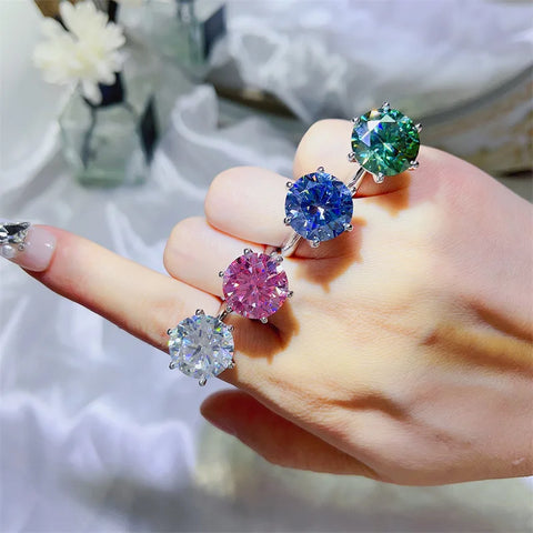 Round Cut 5ct Pink Moissanite Diamond Ring