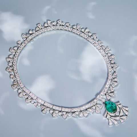 EYER Top Grade Temperament AAA Zircon designer Necklace For Women Luxury Green Drop Earrings Wedding Evening Dress Jewelry Set