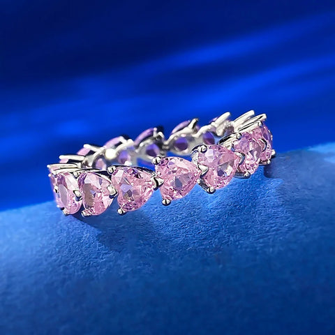Heart-Shaped Pink Quartz Lab Diamond Ring