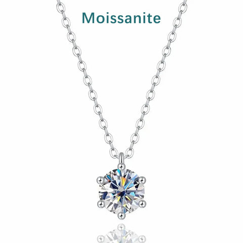 2.0ct VVS1 D Color Moissanite Necklace 925 Soild Sterling Sliver Chain with Certificate Fine Jewelry for Woman Jewelry