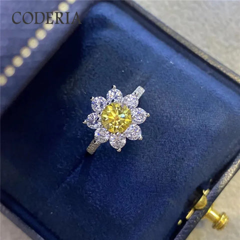 Lemon Yellow Color Moissanite 2.0CT Rings