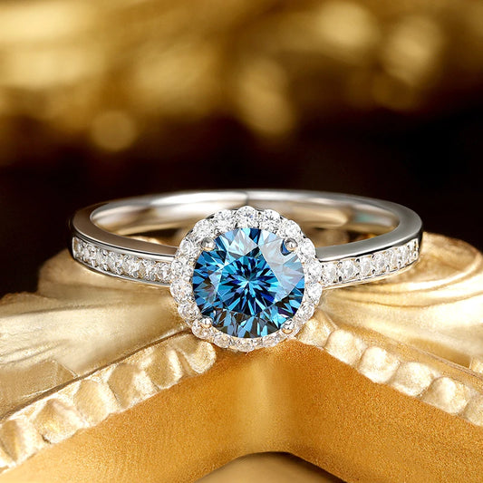 KNOBSPIN 1-5ct Blue Moissanite Ring