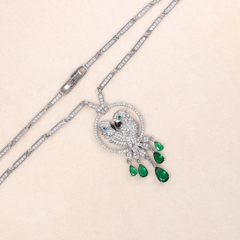 Women Exaggerated Luxury Zircon Parrot Necklace Earrings Set 2025
