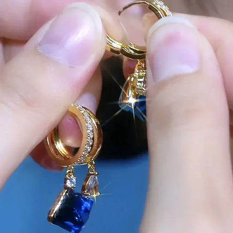 Trendy Geometric Square Crystal Zircon Dangle Earrings