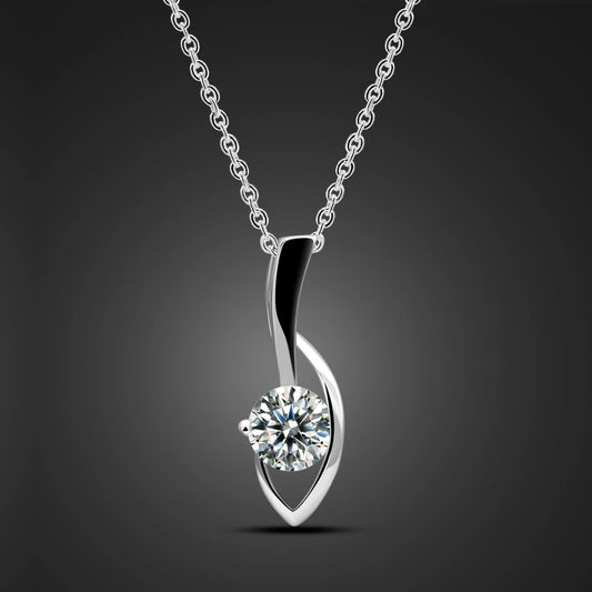 New Fashion 925 Sterling Silver Shiny Cubic Zircon Necklaces Woman Simple Leaf Pendant Choker Birthday Christmas Gift