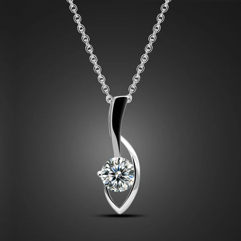 New Fashion 925 Sterling Silver Shiny Cubic Zircon Necklaces Woman Simple Leaf Pendant Choker Birthday Christmas Gift