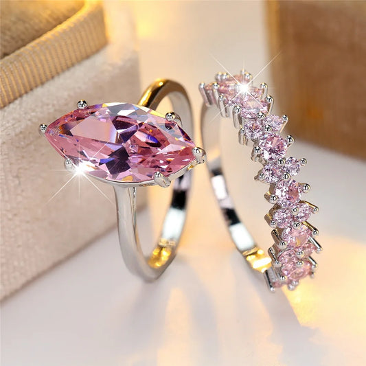 Female Pink Zircon Stone Engagement Ring