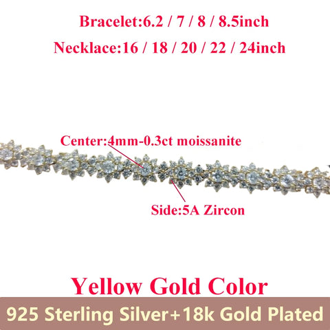 D VVS1 Moissanite Diamonds Bracelet Necklace For Women 925 Sterling Silver Jewelry Plated 18k Gold Bracelet Necklace For Wedding
