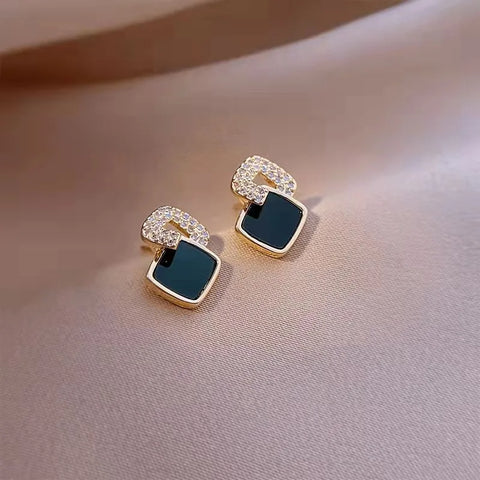 Korean Style Black Zircon Stud Earring