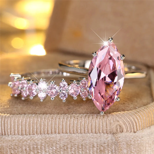 Female Pink Zircon Stone Engagement Ring
