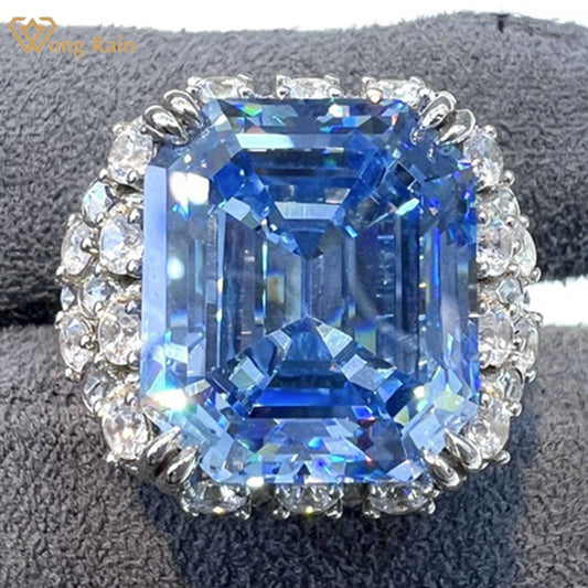Wong Rain 925 Sterling Silver Emerald Cut 14*16 MM