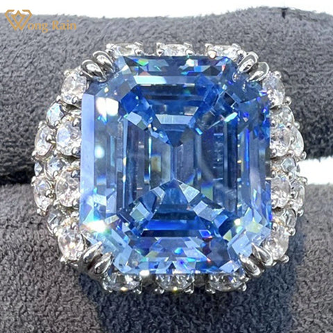 Wong Rain 925 Sterling Silver Emerald Cut 14*16 MM