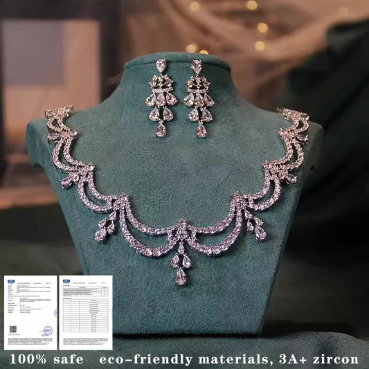 Bridal necklace High quality jewelry Light luxe zircon dress accessories Jewelry earrings set ornaments