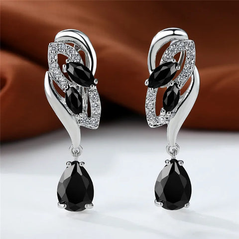 Luxury Female Blue Rainbow Stone Earring