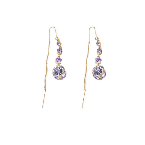 Luxury Purple Crystal Geometric Earrings