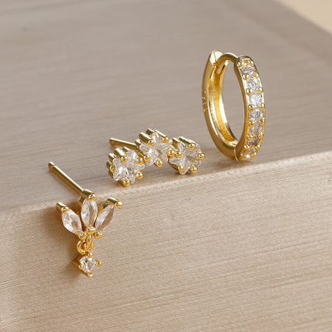 3PCS Luxury Star Pendant Piercing Earrings