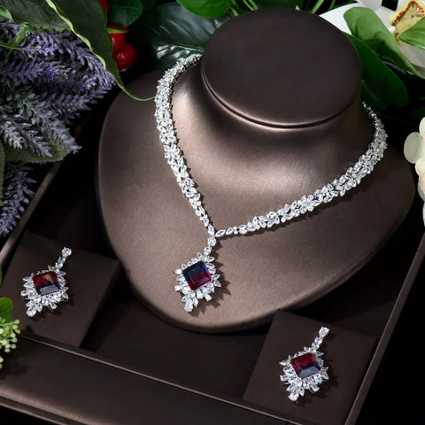 HIBRIDE Luxury  AAA CZ Bridal Wedding Jewelry Set Classic Design Women 2pc Set Engagement Ceremony and Anniversary Bijoux N-1723