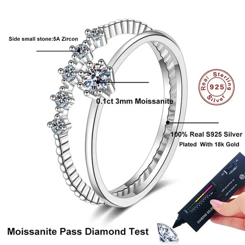 NeeTim 3mm Moissanite Ring