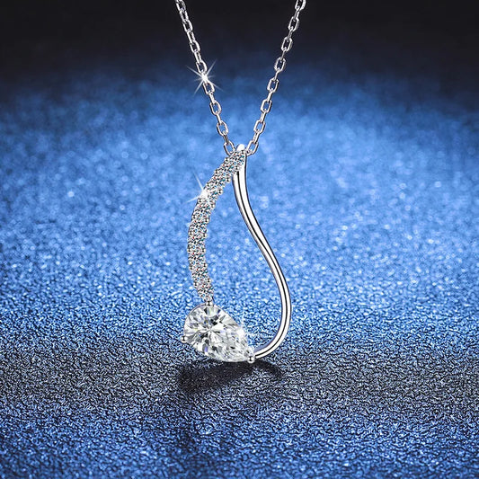 D-color moissanite pendant with water droplet diamond necklace