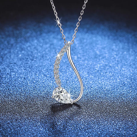 D-color moissanite pendant with water droplet diamond necklace