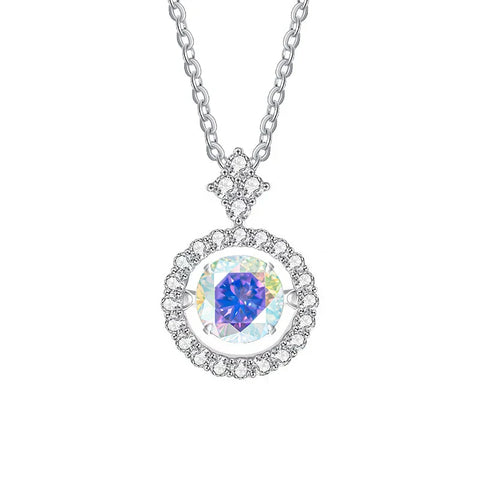 JoyceJelly 1CT Moissanite Diamond Necklace S925 Sterling Silver Beating Heart Pendant Clavicle Chain VVS D Color 3EX Cut Round