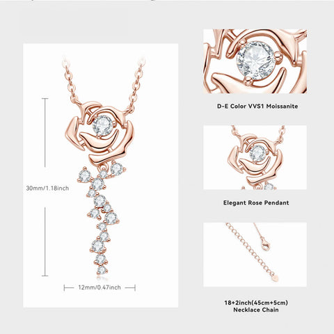OXTAO Rose Moissanite Jewelry Set 925 Sterling Silver