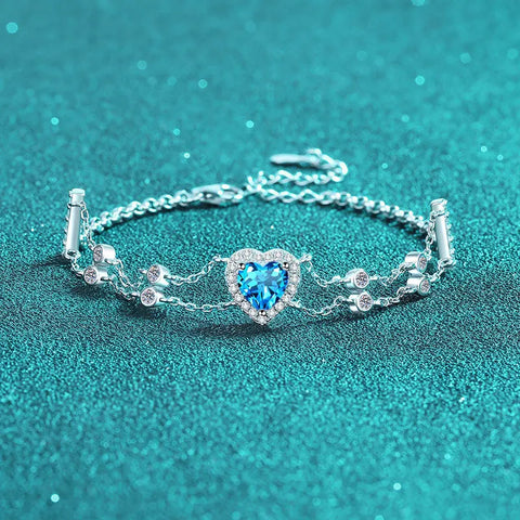1.0 ct Blue Moissanite S925 Sterling Silver Bracelets