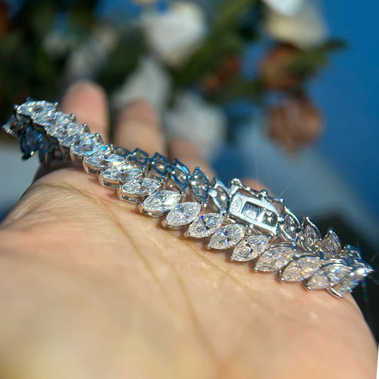 BXINY Luxury Marquise Cut All Moissanite Tennis Bracelet