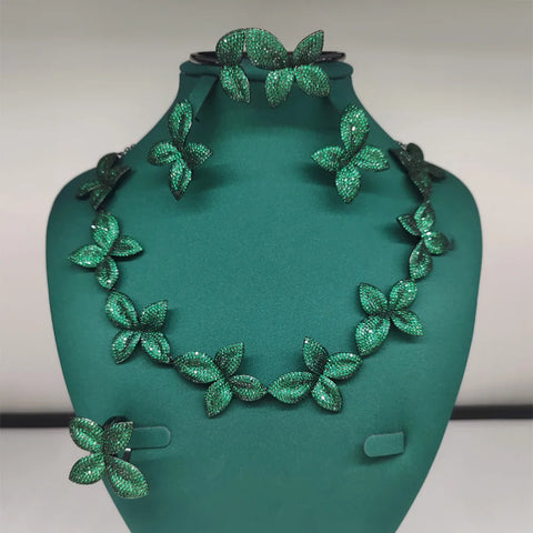 GODKI New Fashion African Multi Flowers Dubai Bridal Jewelry Set For Women Wedding Party Nigerian Choker Necklace Earring Set