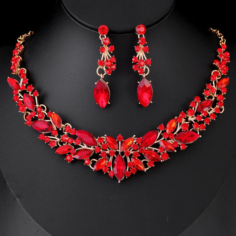 Luxury Women Necklace Earrings Set High-end Crystal Earrings Necklace Jewelry Set Bridal Wedding Party Banquet Wear Jewelry Gift
