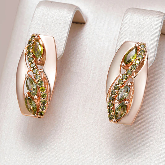 Kinel Unique 585 Rose Gold Color Drop Earrings