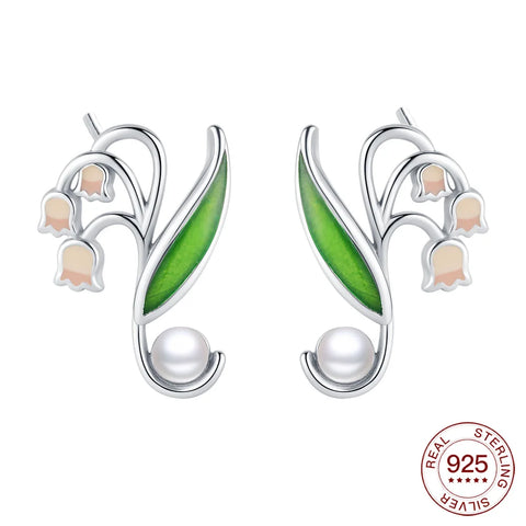 925 Sterling Silver Elegant Sparkling Lucky Clover Hoops Earring