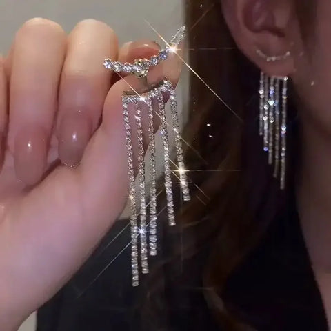 Zircon Wheat Tassel Pendant Gold Color U-shaped