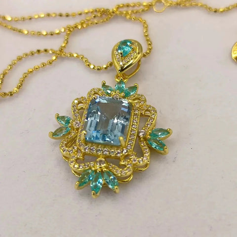 SACE GEMS New Trend Sky Blue Topaz Pendant