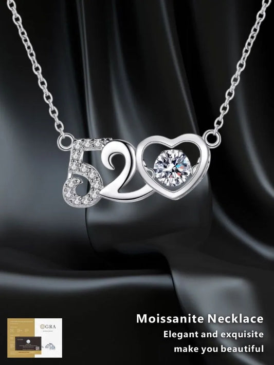 Moissanite Sterling 925 Silver GRA Certified Love Heart Valentine's Pendant Necklace for Women Jewelry
