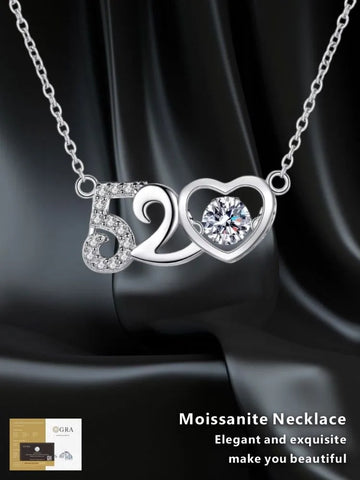 Moissanite Sterling 925 Silver GRA Certified Love Heart Valentine's Pendant Necklace for Women Jewelry