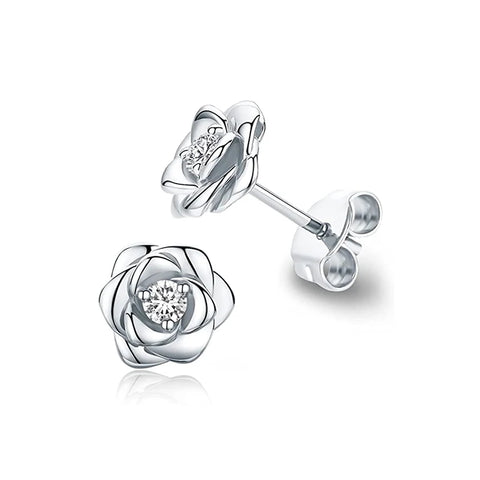 Huitan Eternity Love Earrings Ear Stud Piercing Silver