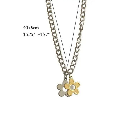 W8KF Flower Pendant Jewelry Pendant Necklaces Flower Pendant Chains Chokers for Party